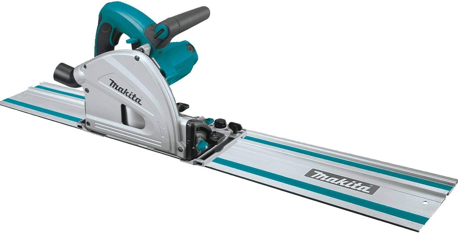 Makita SP6000J1 6-1/2" Plunge Circular Saw Kit, with Stackable Tool case and 55" Guide Rail, Blue