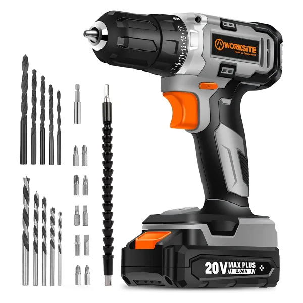 WORKSITE Cordless DrillDriver Kit, 20V MAX 38 Compact Drill Set